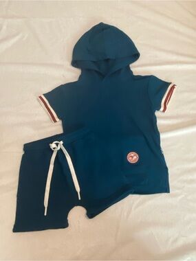 Fletch ‘Red, White & Snooze’ Bamboo Hoodie & Shorts Lounge Set
